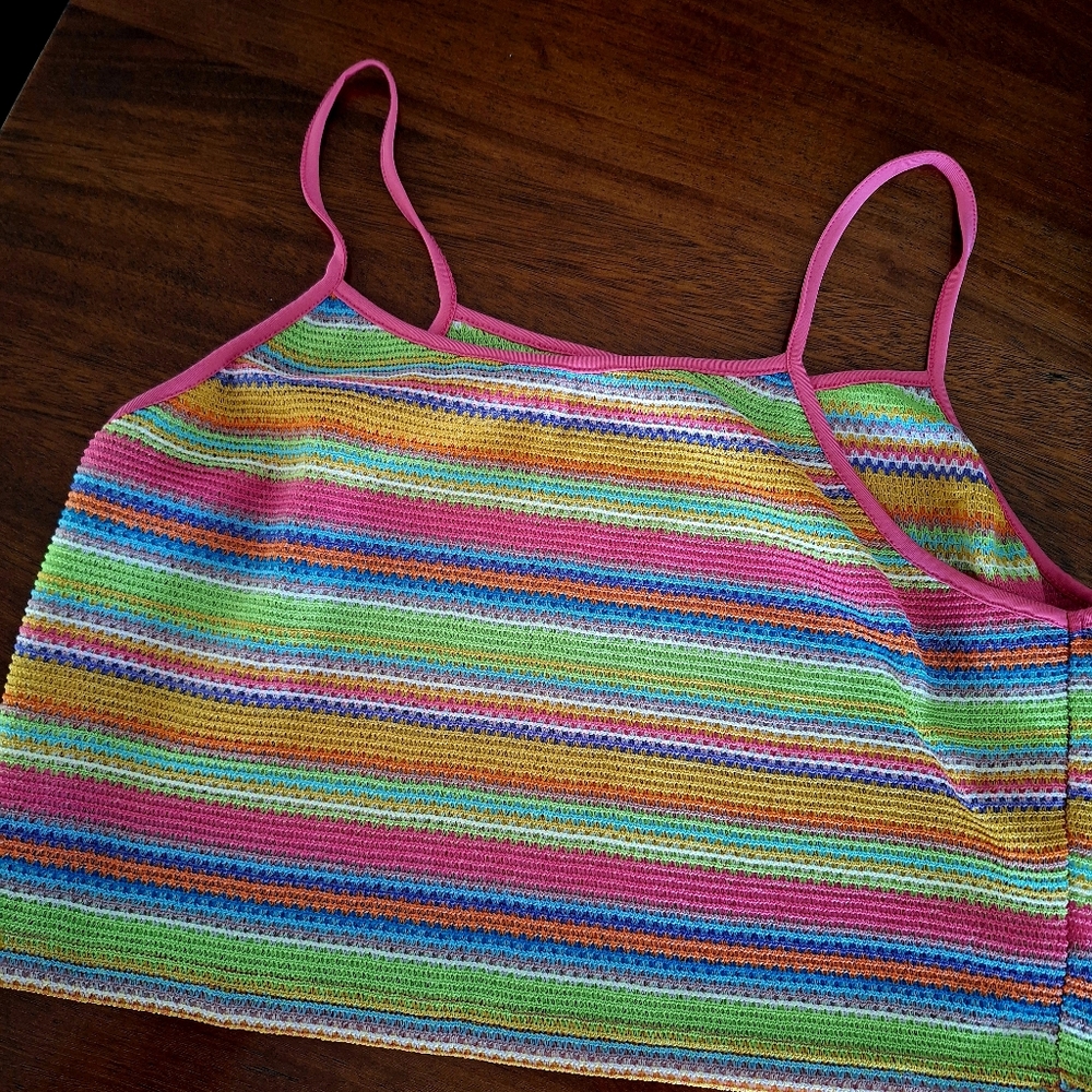 Shein Curve Colorful Striped Cropped Tank Top in 2XL